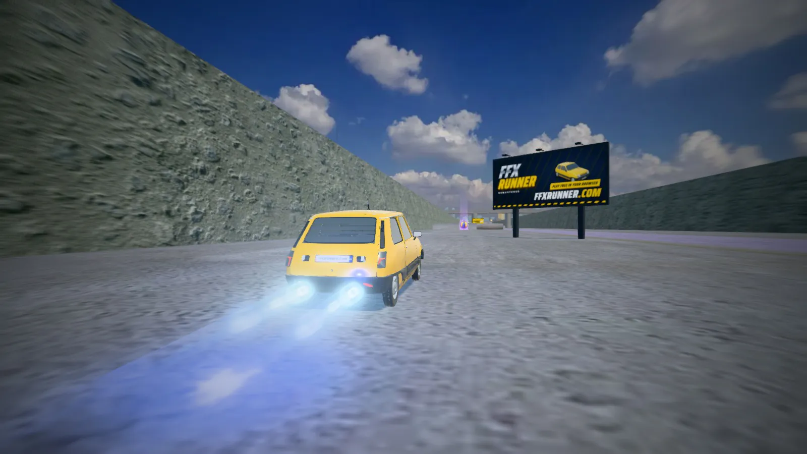 The yellow hatch on nitro down the canal, blue flames from the exhaust